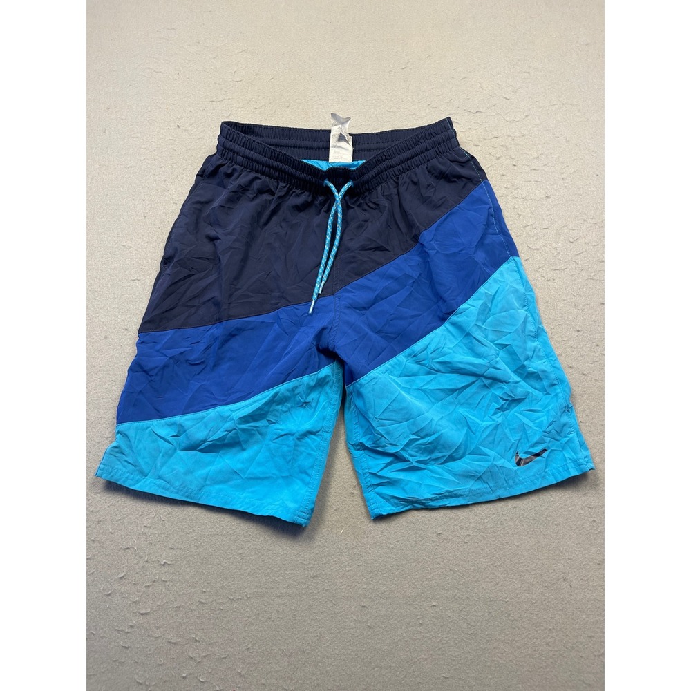 Nike Swim Shorts Polyester Blue Colorblock Medium Mens